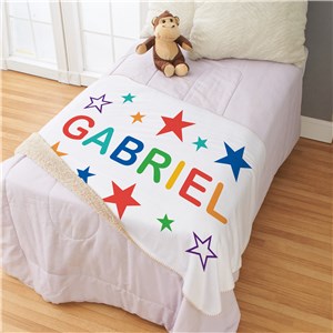 Personalized Name with Stars Sherpa Blanket
