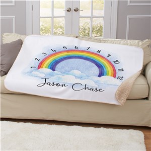 Personalized Rainbow Baby Monthly Milestone 50x60 Sherpa Blanket