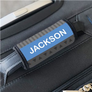 Personalized Boy Stripes And Triangles Luggage Grip