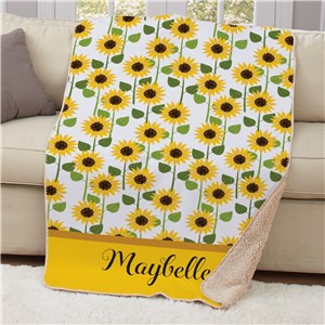 Personalized Sunflowers Sherpa Blanket 50x60