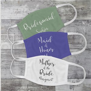 Personalized Bridal Party Title Face Mask