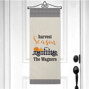 Personalized Harvest Season Gingham Truck Wall Hanging