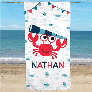 Personalized Crab Summer Beach Towel