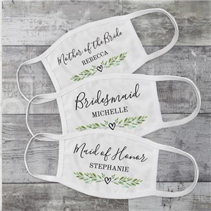 Personalized Greenery Bridal Party Face Mask