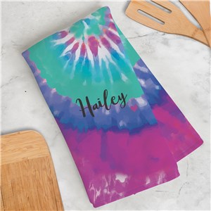 Personalized Tie-Dye With Heart Hand Towel