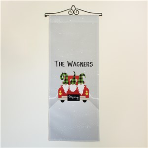 Personalized Christmas Truck Plaid Gnomes Wall Hanging