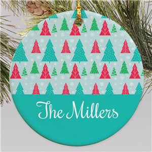 Personalized Christmas Trees Round Ornament
