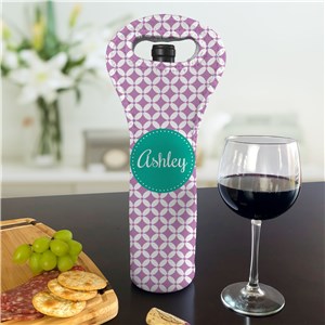 Personalized Geometric Pattern Insulated Wine Gift Bag