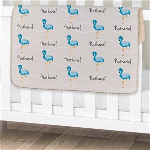 Personalized Blue Flamingos Baby Blanket