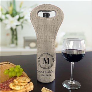 Personalized Initial Wreathe Insulated Wine Gift Bag