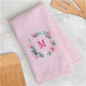 Personalized Floral Initial Dish Towel