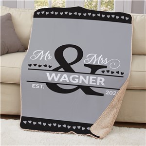 Personalized Mr and Mrs Ampersand Sherpa Blanket