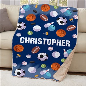 Personalized General Sports with Name Sherpa Blanket