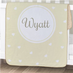 Personalized Baby Hearts Sherpa Blanket
