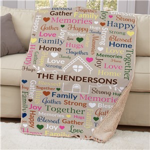 Personalized House with Vines Static Word Art Sherpa Blanket