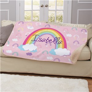Personalized Rainbow with Name Sherpa Blanket
