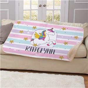 Personalized Unicorn Frame Sherpa Blanket