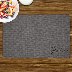 Personalized Grey Texture with Script Font Placemat