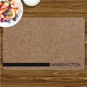 Personalized Burlap Texture with Family Name Placemat