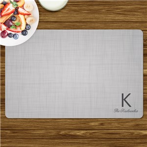 Personalized Gray Linen with Initial and Family Name Placemat