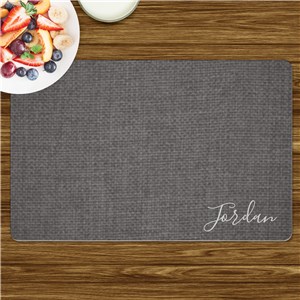 Personalized Dark Gray Linen with White Script Name Placemat