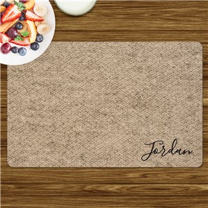 Personalized Beige Knit Background with Script Name Placemat