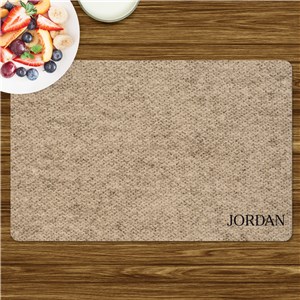 Personalized Beige Knit Background with Serif Font Placement