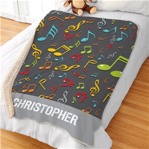 Personalized Colorful Music Notes Sherpa Blanket