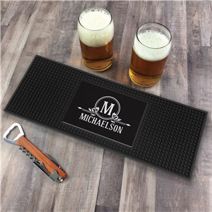 Personalized Name and Initial Ornate Frame Bar Mat