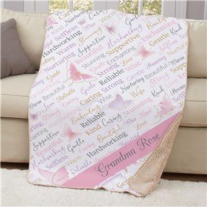 Personalized Beautiful Butterflies Static Word Art 50x60 Sherpa Blanket