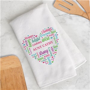Personalized Word Art Heart Dish Towel