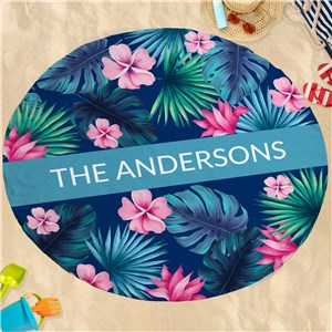Personalized Tropical Round Beach Towel