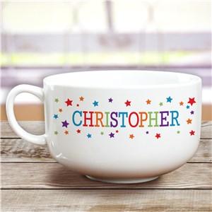 Personalized Colorful Name and stars Ceramic Bowl