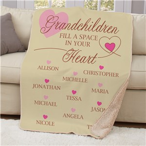 Personalized Grandchildren Fill a Space with Multi-colors hearts on light tan background 50