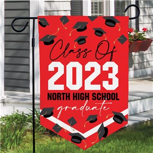 Personalized Flying Grad Caps Pennant Garden Flag