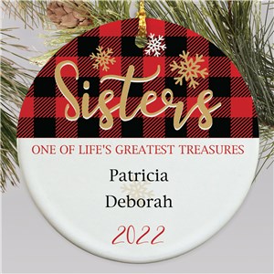 Personalized Sisters with Plaid Ornament