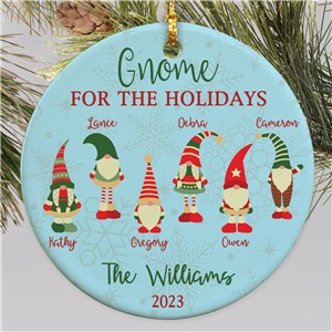 Personalized Gnome for the Holidays Family Ornament