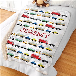 Personalized Cars with Wave Background Sherpa Blanket