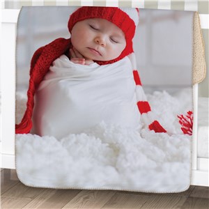 Personalized Photo Sherpa Baby Blanket
