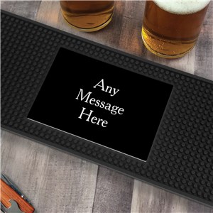 Personalized Black Background with White Serif Custom Message Lines Bar Mat