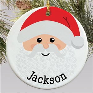 Personalized Santa with Curly Beard Round Ornament
