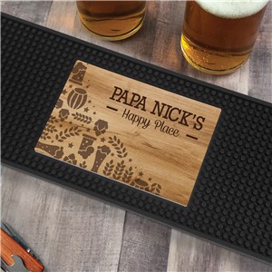 Personalized Wood Background Beer Icons Bar Mat