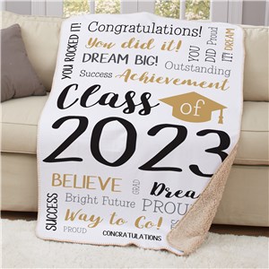 Personalized Class Of Static Word Art with Cap Sherpa Blanket