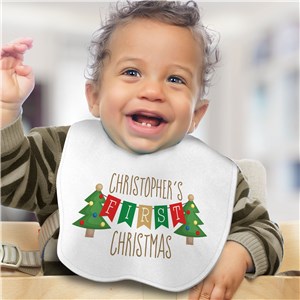 Personalized First Christmas Baby Bib