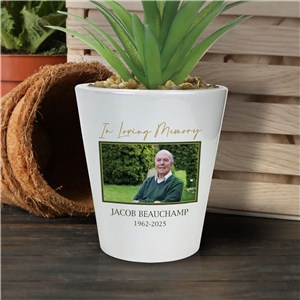 Personalized In Loving Memory with Photo 12oz Cone Shape Ceramic Flowerpot