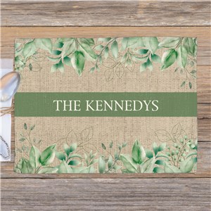 Personalized General Green Foliage with Family Name Placemat