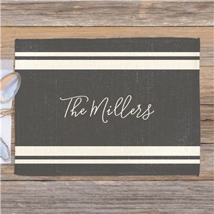 Personalized Color background with 2 stripes below Family Name Placemat