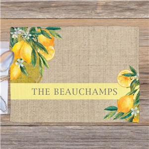 Personalized Watercolor Lemons with Family Name Placemat