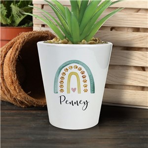 Personalized Watercolor Rainbow with Paws 12oz Flowerpot