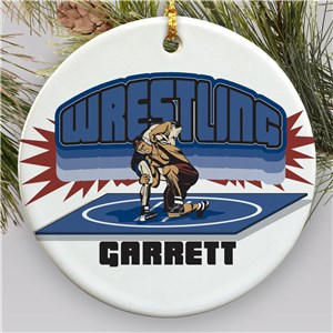 Personalized Ceramic Wrestling Holiday Ornament